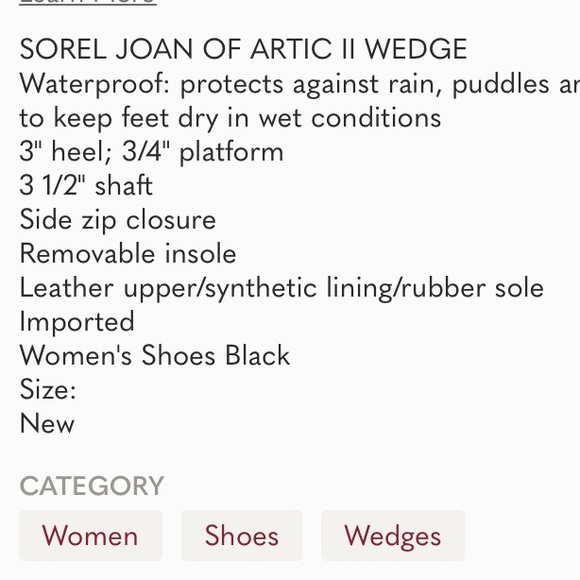 SOREL JOAN OF ARTIC II WEDGE BOOTIES Size: - Picture 7 of 8